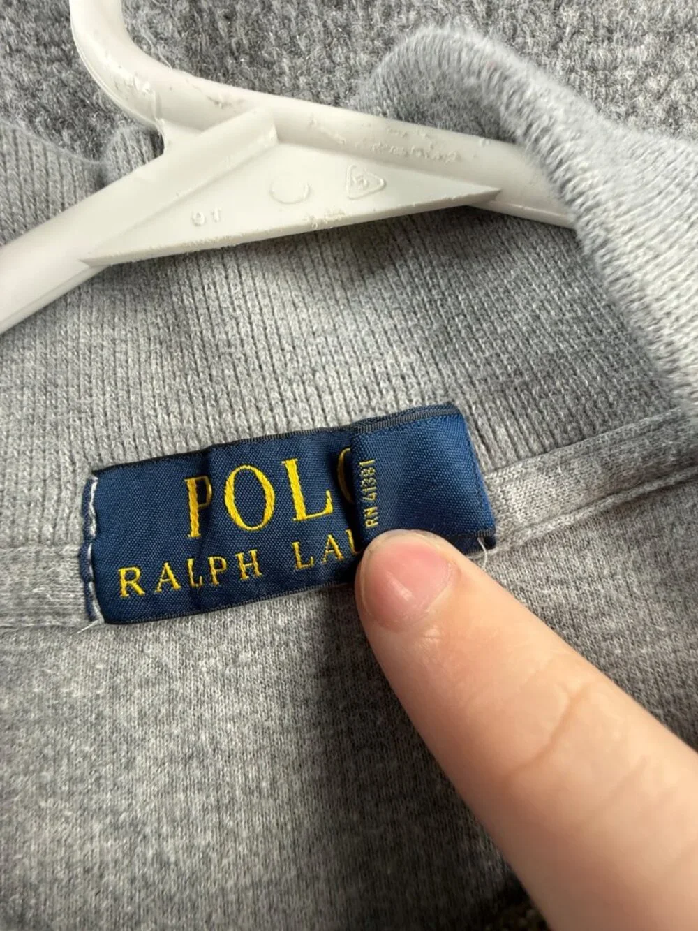 Polo Ralph Lauren Light Gray Pullover Cotton 1/4 Zip Sweater Men Large Knit Pony